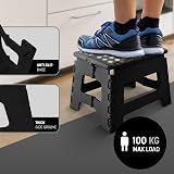 KEPLIN 9 Inch Heavy Duty Folding Step Stool Non-Slip Carry Handle Black view 6