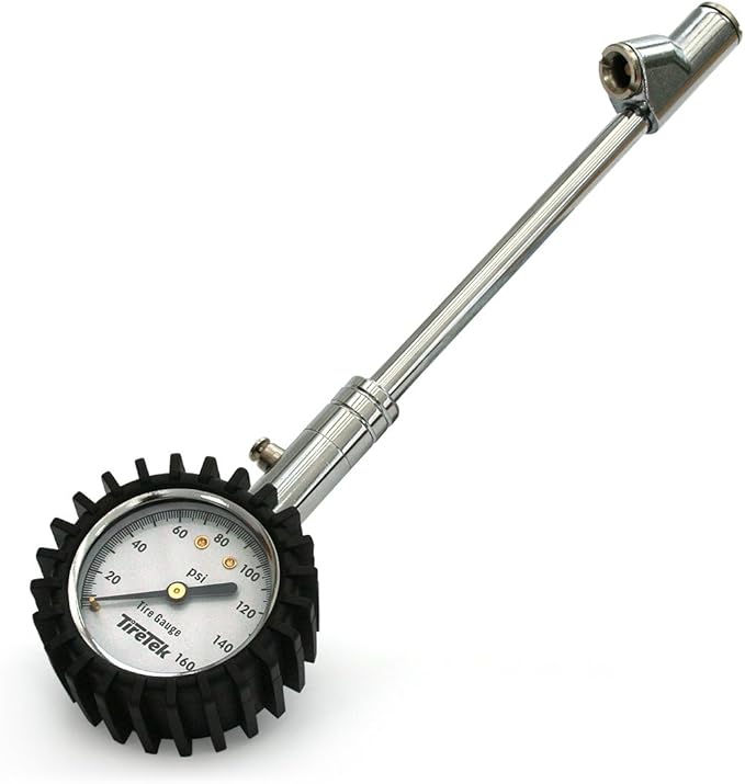 TireTek 160 PSI Heavy Duty Tire Pressure Gauge - Dual Head For Trucks, RV & Dually Tires