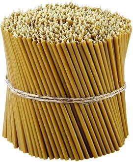 Danilovo Pure Beeswax Candles - No-Drip, Smoke-Less, Tall, Thin Taper Candles – Decorative Candles for Church Prayer, Decor or Birthday Candles – Honey Scented Candles – 6.3”x0.2” (Yellow, 500pcs)
