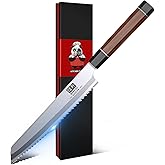 SHAN ZU 8 Inch Japanese Bread Knife, 9 Layers 10Cr15MoV High Carbon Steel Bread Knives for Homemade Bread, Sharp Sourdough Bread Knives Sashimi Knives, Long Serrated Bread Sashimi Knife