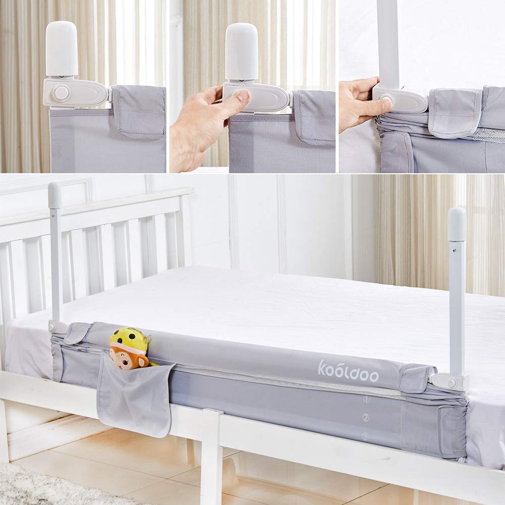 twin bed with rails and storage