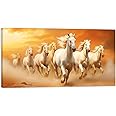 Running Horse Canvas Wall Art, 7 Running Horses in the Desert Painting Picture Seven Lucky Horses Wild Animals Poster Print for Bedroom Living Room Decor(Artwork-04, 24"x12")