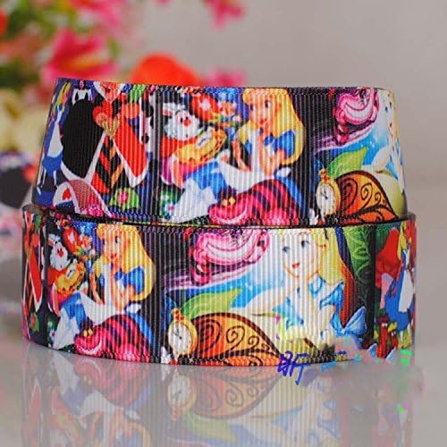 10 Yards 1" 25mm Alice in Wonderland Princess Cartoon Printed Grosgrain Ribbon for Kids Diy Hairbow Craft No.9587269