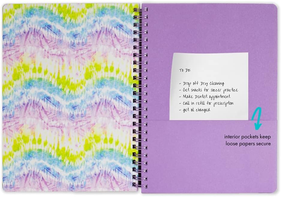 Steel Mill & Co Cute Large Spiral Notebook College Ruled, 11" x 9.5" with Durable Hardcover and 160 Lined Pages, Tie Dye : Office Products