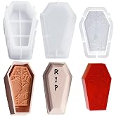 2 Styles Coffin Silicone Mold Cement Resin Gothic Jewelry Tray Candle Mould | 2 distinct coffin, thick silicone, compatible with plaster &concrete, easy release, pooky storage & Halloween decor