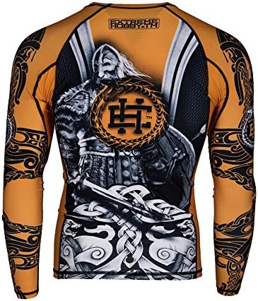 Extreme Hobby Men's Ragnarok Viking Rash Guard Long Sleeve MMA BJJ Black/Gold