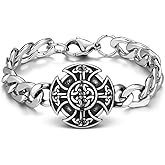 PESOENTH Mens Silver Viking Bracelet for Men,Stainless Steel Chain Bracelets For Men Men's Viking Jewelry Gifts for Men Him Boyfriend Husband Valentines Day Birthday