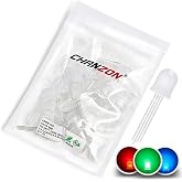 CHANZON 50 pcs 10mm RGB Multicolor Diffused LED Diode Lights Common Cathode | (Frosted Round 3 Color 4 pin) Bright Lighting Bulb Lamps Electronics Components Indicator Light Emitting Diodes