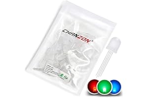 Chanzon 50 pcs 10mm RGB Multicolor Diffused LED Diode Lights Common Cathode(Frosted Round 3 Color) 4 pin Bright Lighting Bulb Lamps Electronics Components Indicator Light Emitting Diodes