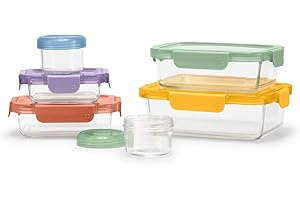 Ello Color Lock 12PC Mixed Glass Food Storage Sets, Leak-Proof Glass Food Storage Containers with Airtight BPA-Free Plastic L