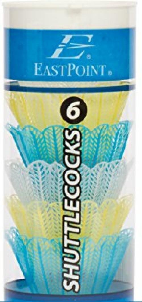 Eastpoint Set of Six White Yellow Blue ShuttleCocks for Badminton Shuttle Cocks