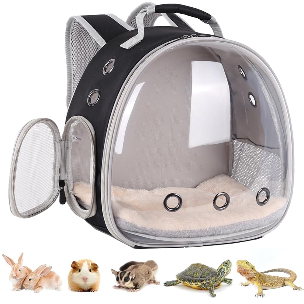 Photo 1 of Portable Small Animal Backpack Travel Breathable Pet Carrier Bag Cages for Guinea Pig, Rabbit, Bearded Dragon, Squirrel, Tortoise, Bird, Lizard, Sugar Glider