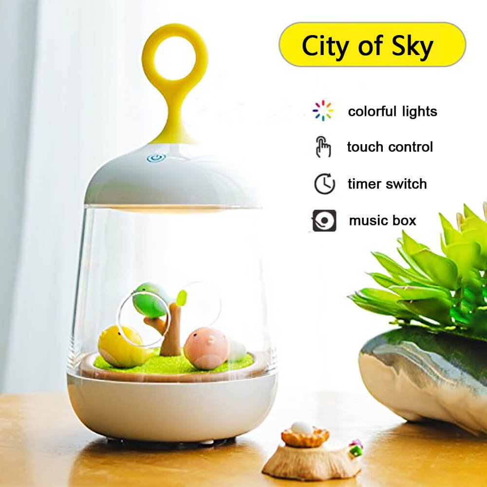 Micro Landscape Night Light Denshine Night Light, Night Light for Kids Micro Landscape Night Light with Music Box Night Lamp with 7 Color Changing Modes Best Gifts for Kids (White)