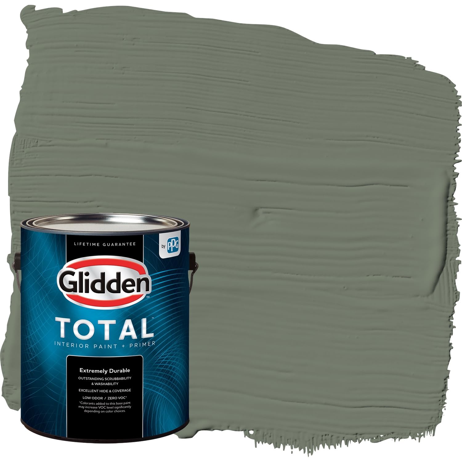 Glidden Total Interior Wall Paint & Primer All-in-One, Thyme Green/Green, Flat, 1 Gallon