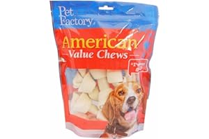 Pet Factory 100% Made in USA Beefhide 4-5" Knotted Bones Dog Chew Treats - Natural Flavor, 8 Count/1 Pack