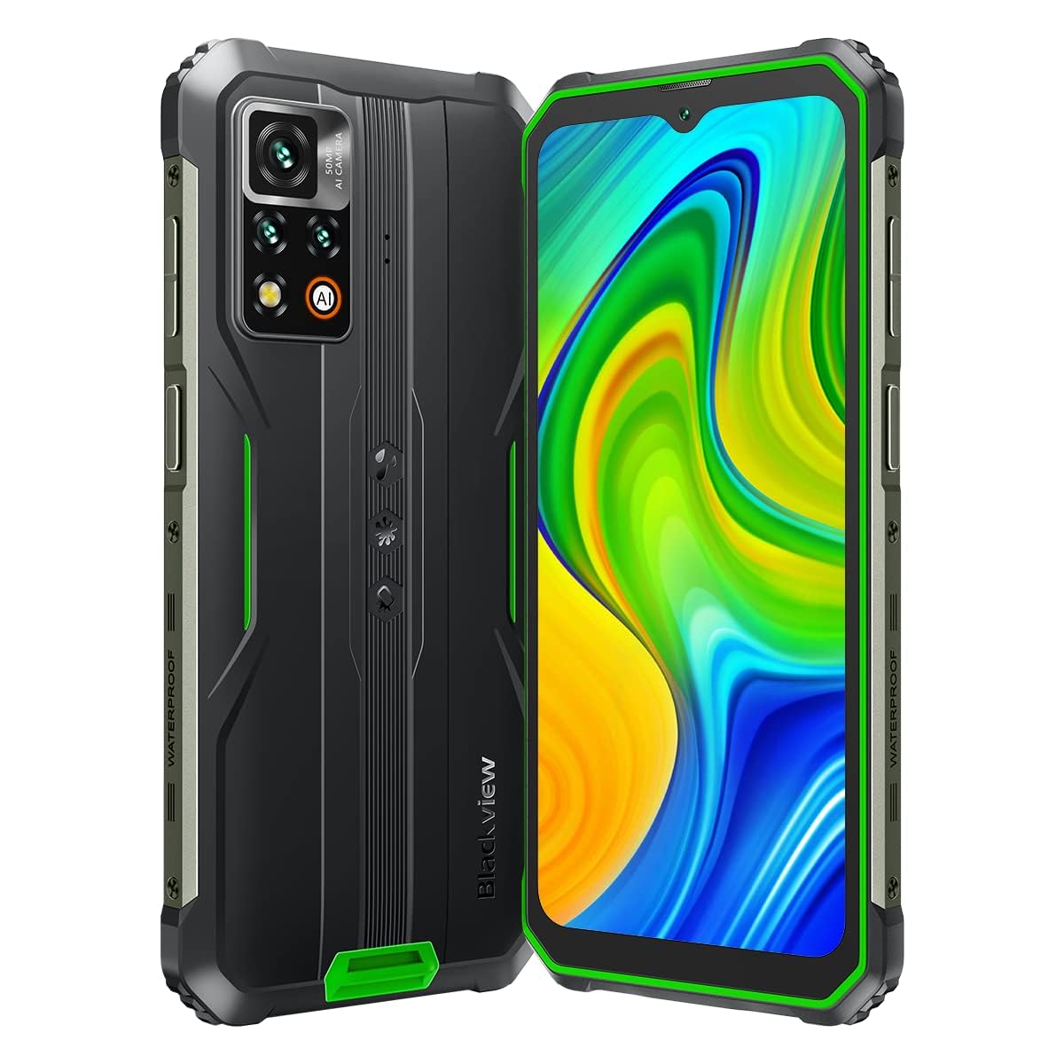 Blackview Bv9200 Smartphone Incassable, 6.6'' 120Hz 2.4K Display, 50Mp Caméra, 8Go+256Go, 3 Emplacements Pour Cartes, Led Notification, Ip68 Android 12 Etanche Téléphone, Nfc Charge Sans Fil Vert