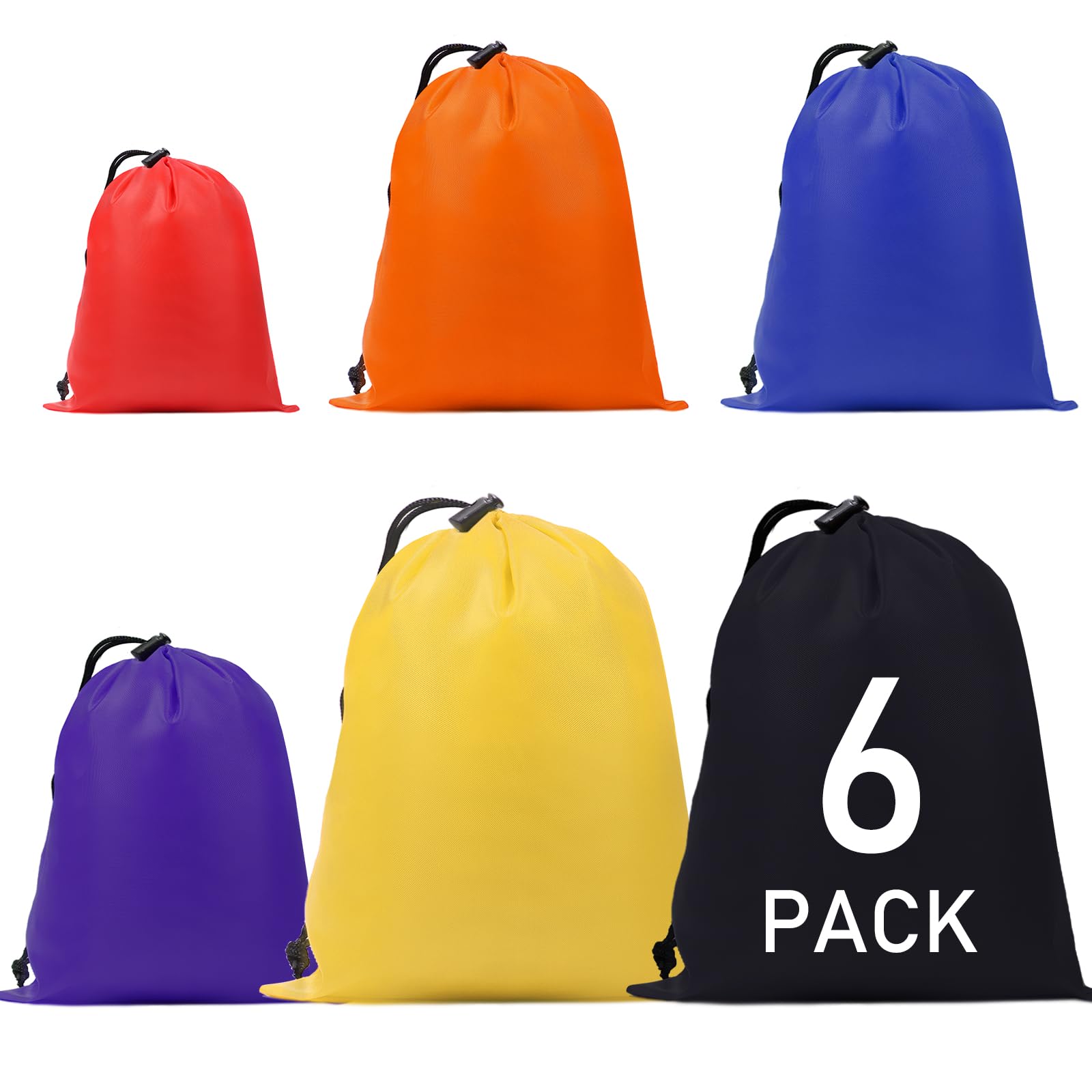 Photo 1 of iMucci 6Pcs Multicolor Drawstring Bag Waterproof sack Nylon Bag ditty bag for Gym Traveling, Hiking, Yoga, Shopping