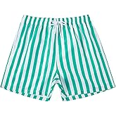 COOLOYA Men's Striped Swim Trunks Bathing Suits Quick Dry Board Shorts Mesh Lining Beach Swimwear with Pockets