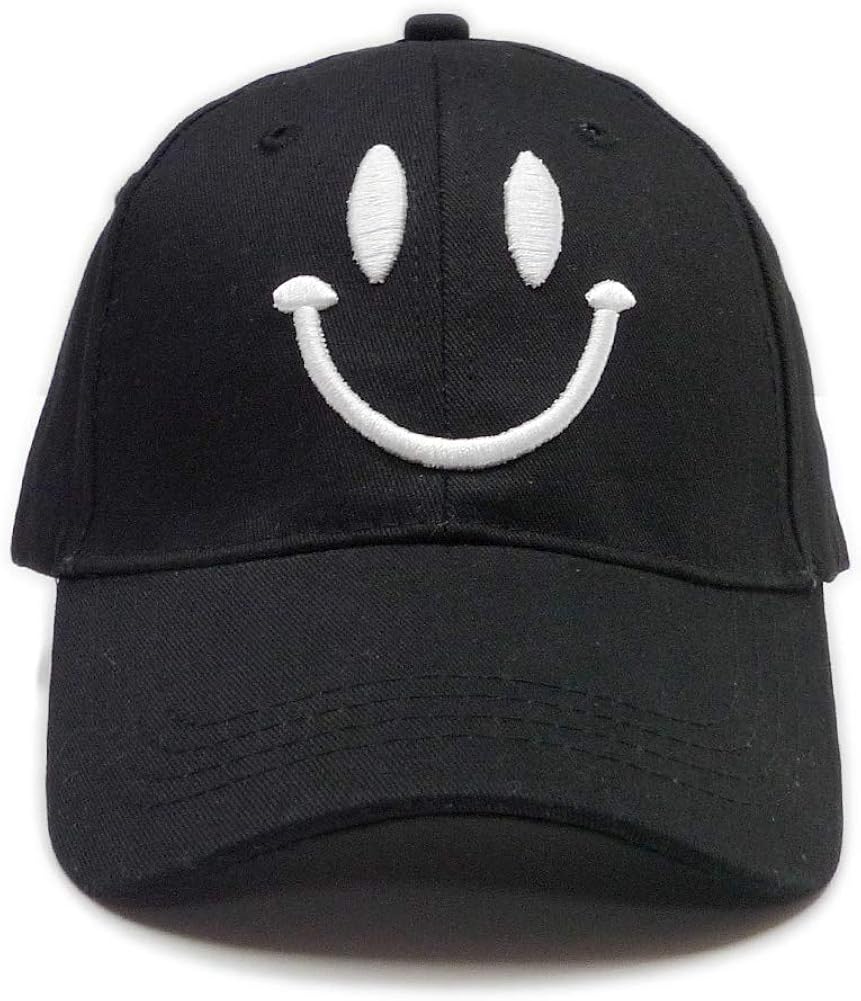 Amazon Co Jp キャップ 刺繍 ビッグ スマイル スマイリーフェイス ニコちゃんマーク 笑顔 にこちゃん Smiley Face ベースボール 帽子 カジュアル ユニセックス 男女兼用 ブラック ジュエリー