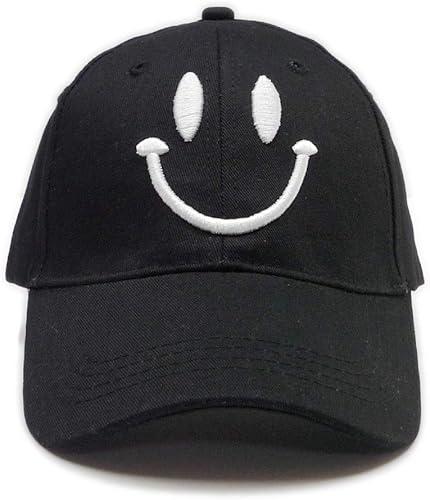 Amazon Co Jp キャップ 刺繍 ビッグ スマイル スマイリーフェイス ニコちゃんマーク 笑顔 にこちゃん Smiley Face ベースボール 帽子 カジュアル ユニセックス 男女兼用 ブラック ジュエリー