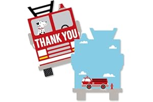 Big Dot of Happiness Fired Up Fire Truck - Shaped Thank You Cards - Firefighter Firetruck Baby Shower, Birthday Party Thank Y