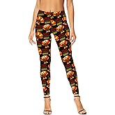 Deerose Thanksgiving Leggings for Women Turkey Gobble Black Tights Sexy High Waist Pants M