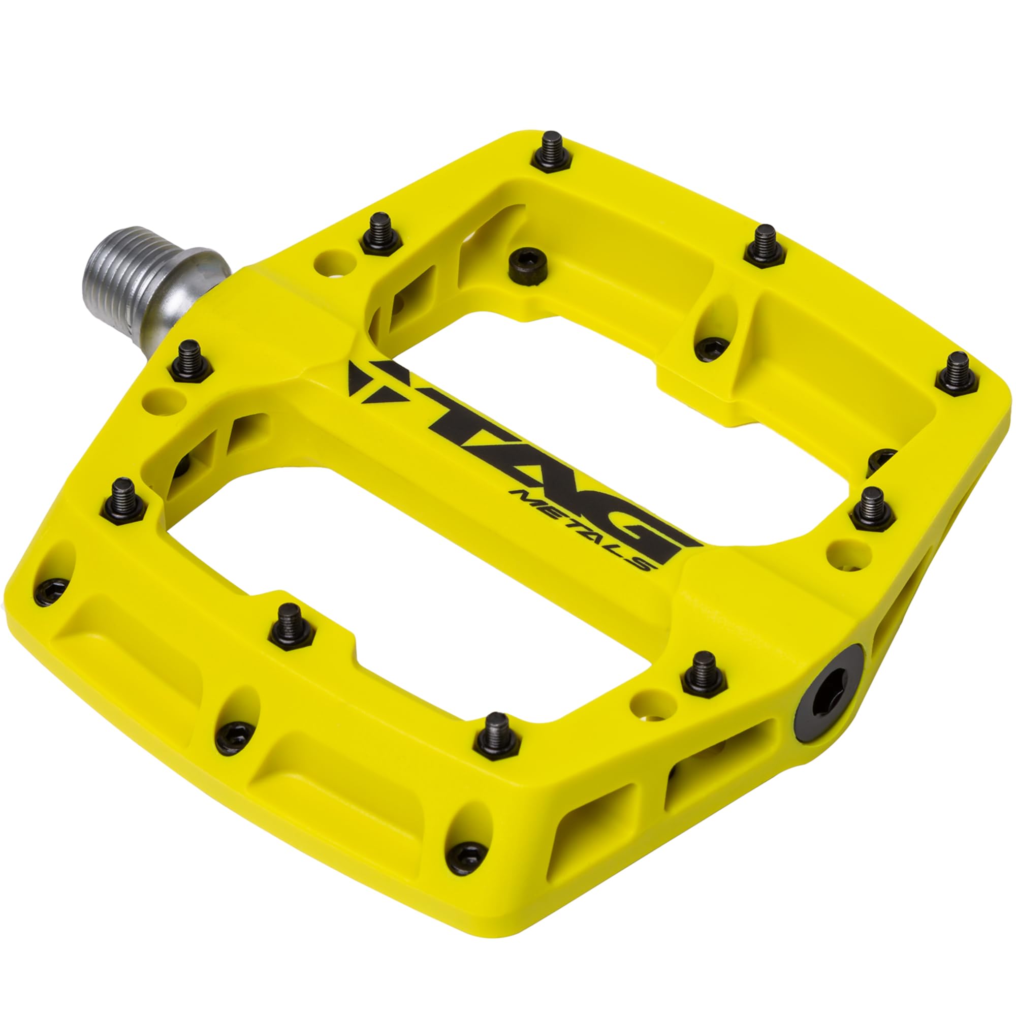 TAG Metals T3 Nylon MTB Pedals 9/16" Axle – Durable, Lightweight Platform Pedals with Anti-Slip Pins, Ideal for Mountain Biking and BMX (Yellow)