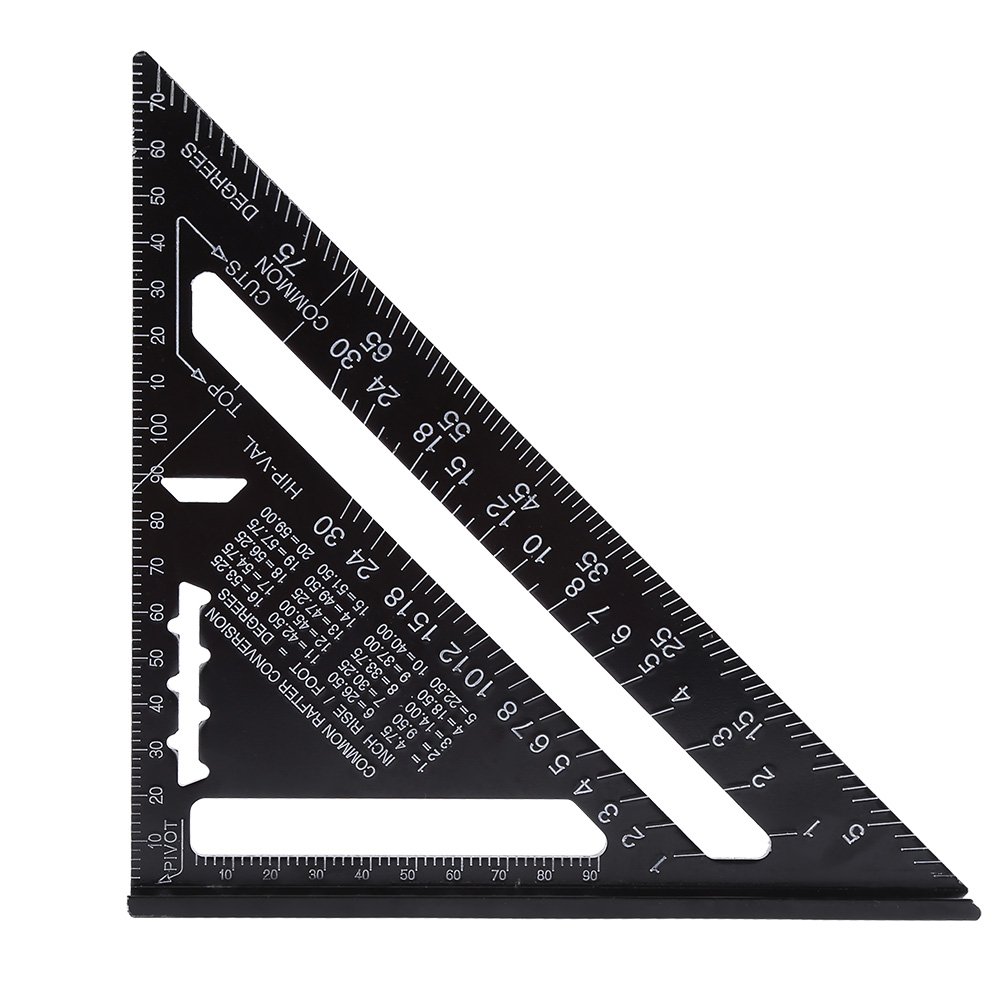 7'' Metric Aluminum Alloy Oxidation Roofing Square Triangle Angle Protractor Aluminum Alloy Triangle Angle Measure Protractor Black Color