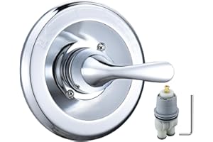 MERDICMENT T13020 Chrome Replacement for Delta Classic 13/14 Series Single-Function Handle Trim Kit,Fit for Delta Shower Rough-in Valve R10000 Series (RP46074 Cartridge Included)