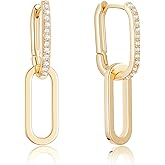Sylph 18K Gold Plated Paperclip Earrings For Women Trendy Chain Link Earrings Gold Statement Square Hoop Earrings Rectangle Drop Dangle Earrings Jewelry Gifts For Wedding