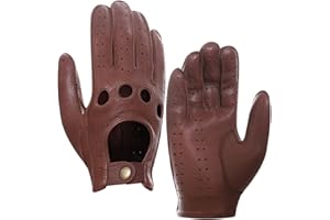Harssidanzar Mens Leather Driving Gloves Deerskin Unlined Upgrade GM021C, Saddle, XL