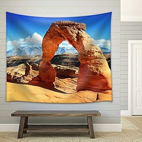 Sunset at Famous Delicate Arch, Utah, USA - Fabric Wall Tapestry Home Decor - 51x60 inches