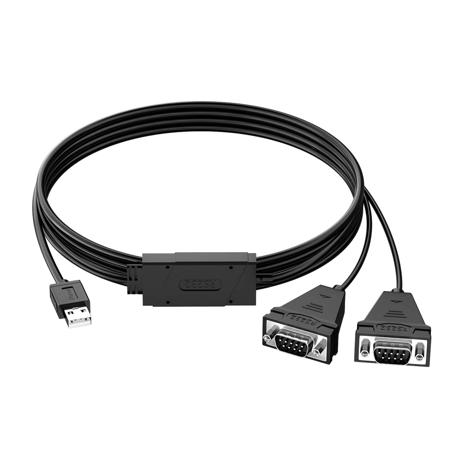 Pzsmocn: Industrial-Grade 1.5 M USB 2.0 to RS232(1 to 2) Dual COM Ports Serial Cable, Built-in PL2303GC and ZIT213 Chips, Suitable for Data Transmission Between Computer and Multiple Serial Device.