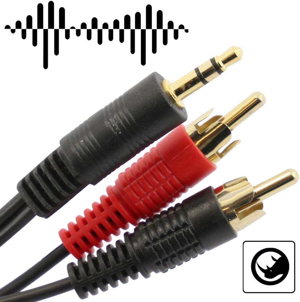 rhinocables 3.5mm Aux Stereo Jack Male Plug to Twin Phono 2 RCA Audio Cable Gold Contacts for Speaker Surround Sound, Hi-Fi - Image 3