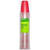 Amazon Basics Disposable Plastic Party Cups, Red, 18oz, 50 Count, Packaging May Vary