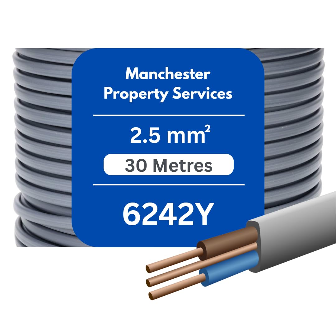 Twin and Earth Electric Cable 1.5mm / 2.5mm / 6mm 6242Y Flat Grey - Cut To Size (30 Metres, 2.5 mm Twin and Earth) — image 1