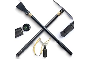 TOMATO HOUSE Folding Shovel Pickaxe Hoe Compass Hiking Survival Slingshot Hunting Glass Breaker Outdoor Tool for Adults Off Road Camping Gardening Beach Digging Emergency Survival Kit Alloy Material