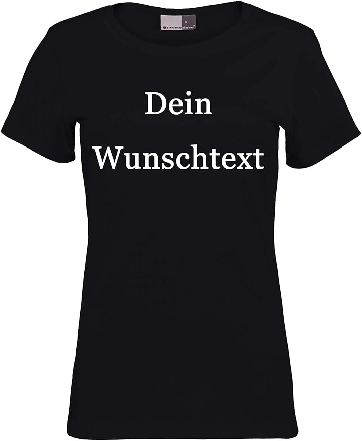 Marken Damen TShirt mit Wunschtext Schwarz S Sprüche indivduell