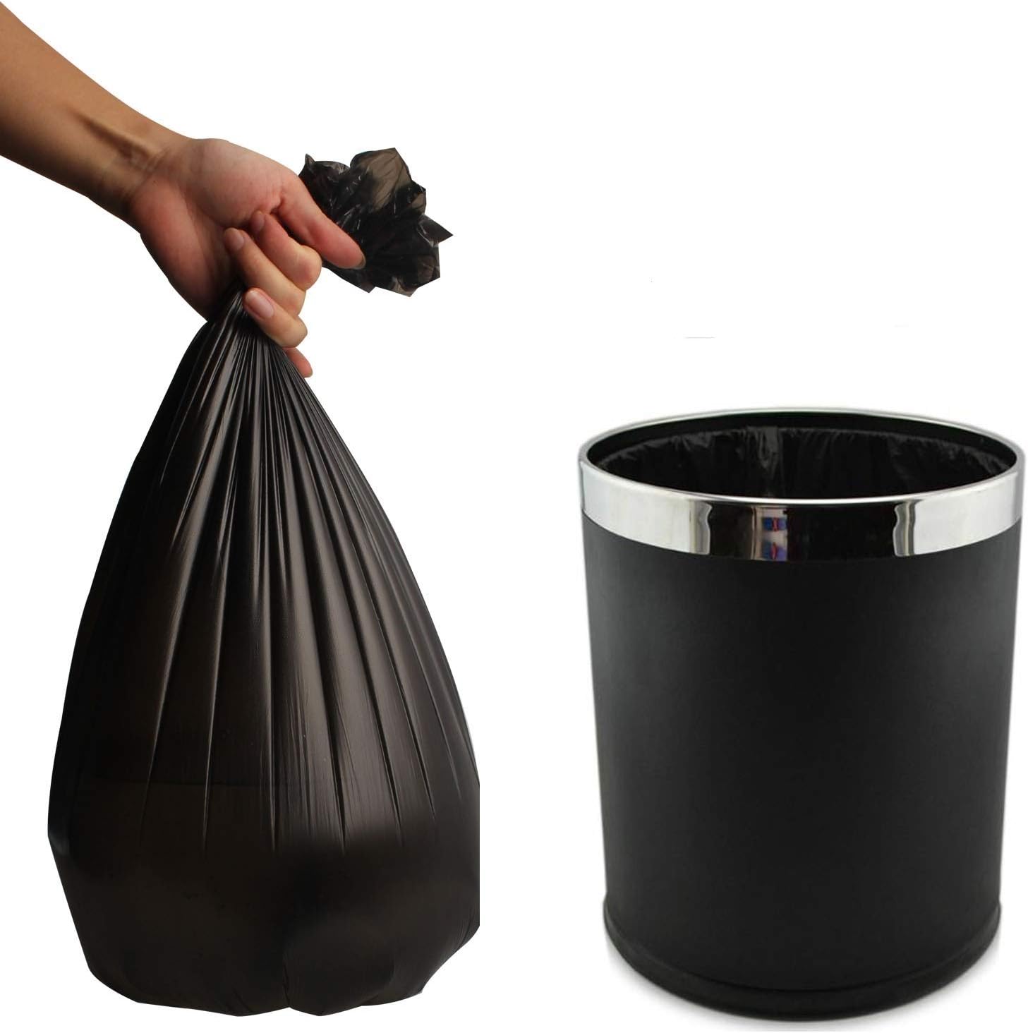 TopBine Durable Office Garbage Bags Home Trash Bags 4 Gallons 90 Counts (black)