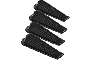 Urbanstrive Heavy Duty Rubber Door Stopper Wedge Sturdy and Stackable Door Stop, Multi Surface Design, Fit for Gaps up to 1.2 Inches, 4 Pack, Black