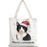 LUVADIAN Santa Claus dogs cats cows Christmas Tote Bags for Woman,Reusable Grocery Bags Shopping Bags