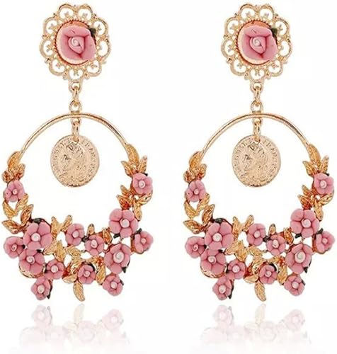 Amazon Xingbeibeiファッション女性花大きいリングgem合金イヤリング イヤリング 通販