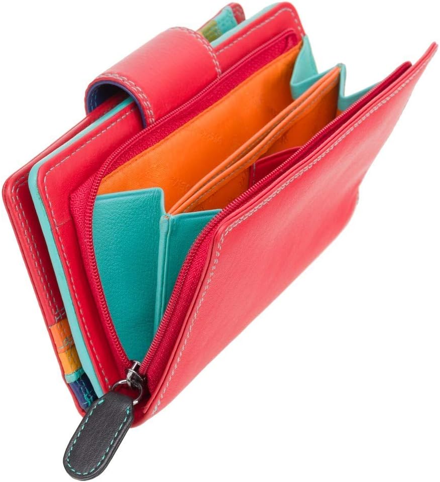 VISCONTI Spectrum Womens RFID Protection Soft Leather Note & Coin Purse in Red Or Black Multi (Red Multi) - Image 5