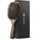 Norsewood Boar Bristle Hair Brush Set, Soft Bristle Detangler for Long, Short, Thin, Curly, Straight, or Wavy, Hairbrush for Enhancing Shine, Great for Men, Women, and Kids