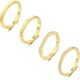 TOBENY Stackable Silver Gold Rings for Women Non Tarnish 14K Gold Plated Cubic Zirconia Ring Set Trendy Dainty Engagement Wedding Bands Thumb Rings Stacking Promise Statement Rings Jewelry Size 6-10