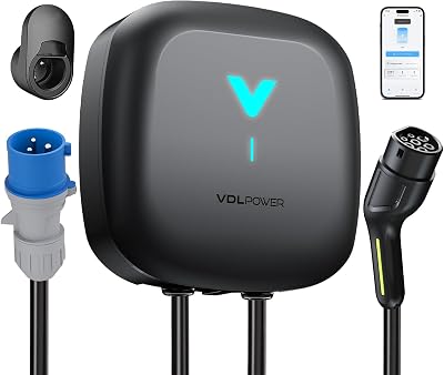 Wallbox 7.4kW mit APP, Typ 2 Ladekabel, 1-Phase 6-32A EV-Ladegerät, 6m Kabel mit Kabelhalter, RCD Typ A & IP67, Ladestation mit WLAN & Bluetooth, für Zuhause für BEV PHEV