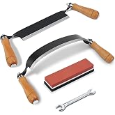 Konvixon 2 PCS Draw Knife Set, 8" Straight &amp; 10" Curved Debarking Tool | Sharp Carbon Steel Bark Removal Tool with 30&deg; Ergonomic Handle for Fast Wood Peeling, Shaping, Log Stripping