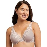Bali Women's Lace Underwire Bra, One Smooth U Comfort Stretch Full-Coverage Lace Bras for Women, Convertible