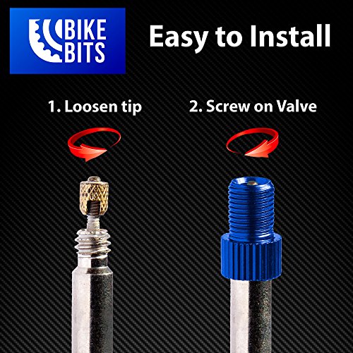 Bike Bits Presta Valve Adapter - Convert Presta to Schrader - French/UK to US - Inflate Tire Using Standard Pump or Air Compressor (5 Pack) (Green) - Thumbnail 2
