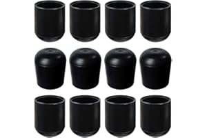 GLUPOSTI 12 Folding Chair Leg Caps 7/8 Inch Black, Heavy Duty Plastic Folding Chair Leg Protectors for Hardwood Floors, Non-Marking Folding Chair Feet Replacement Parts for Padded Metal Folding Chair
